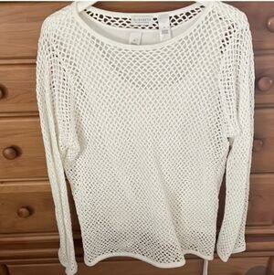 Liz Claiborne White Nautical Knit Top